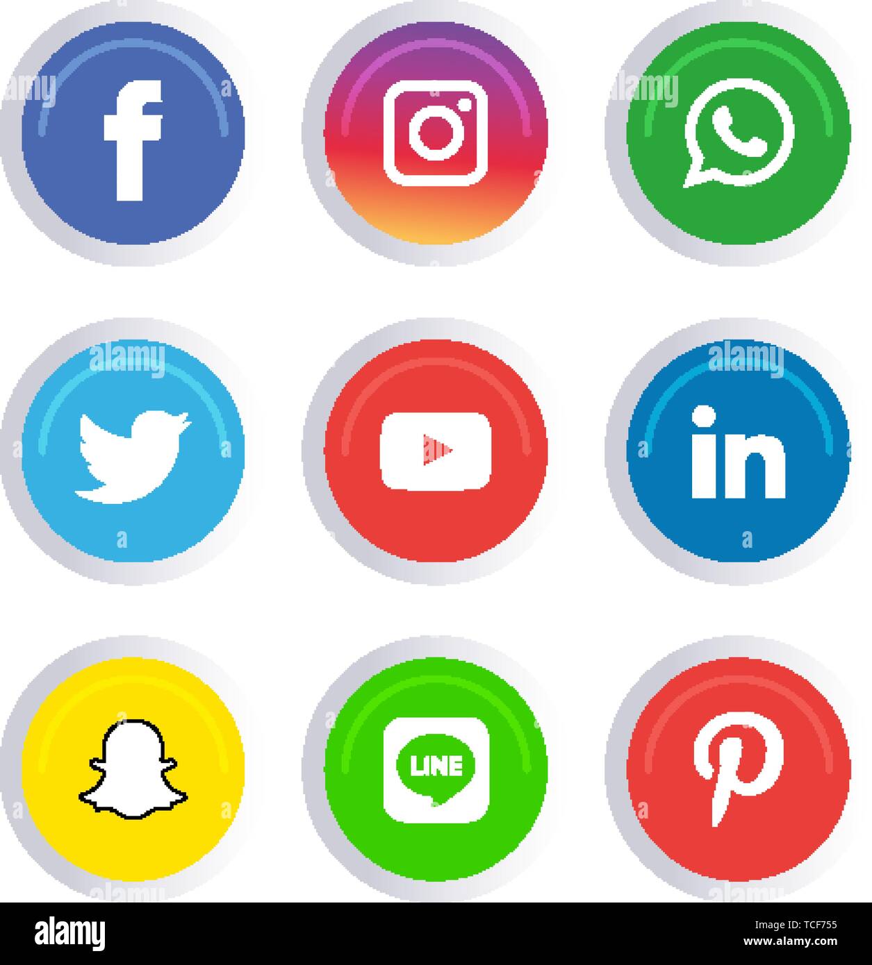 Social media icons set Vector Logo Illustrator, sociaux, des médias, de l'icône, snapchat, facebook, instagram, twitter, whatsapp,set, réseau, populaires, connectez Illustration de Vecteur