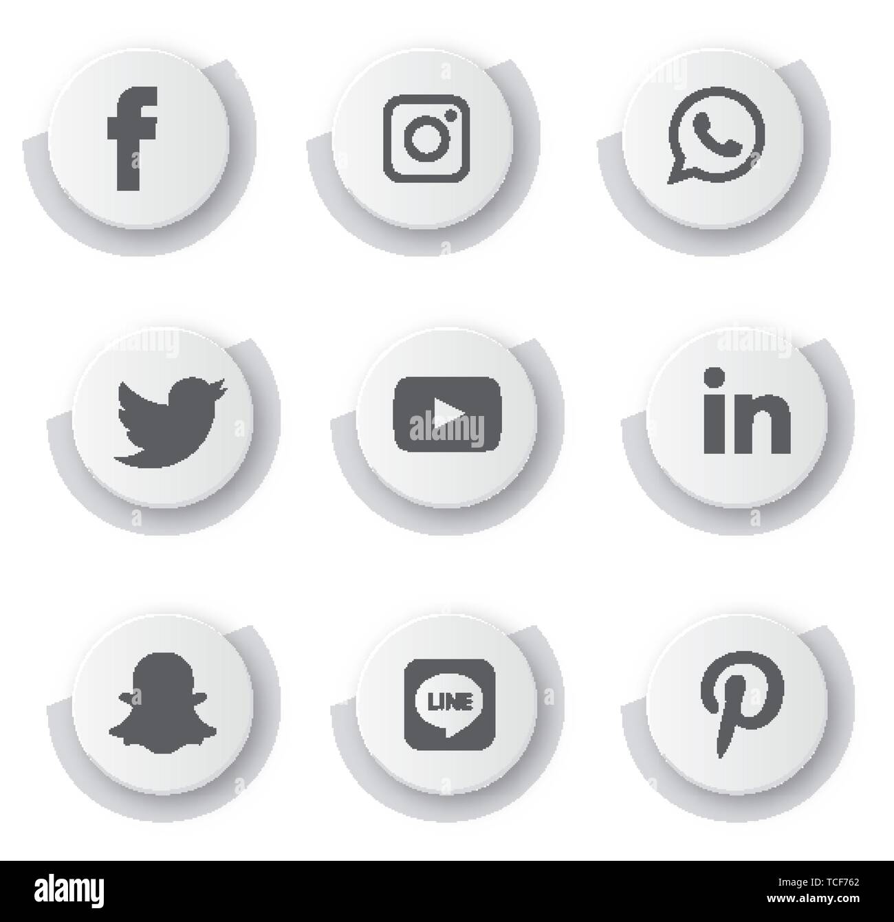 Social media icons set Vector Logo Illustrator, sociaux, des médias, de l'icône, snapchat, facebook, instagram, twitter, whatsapp,set, réseau, populaires, connectez Illustration de Vecteur