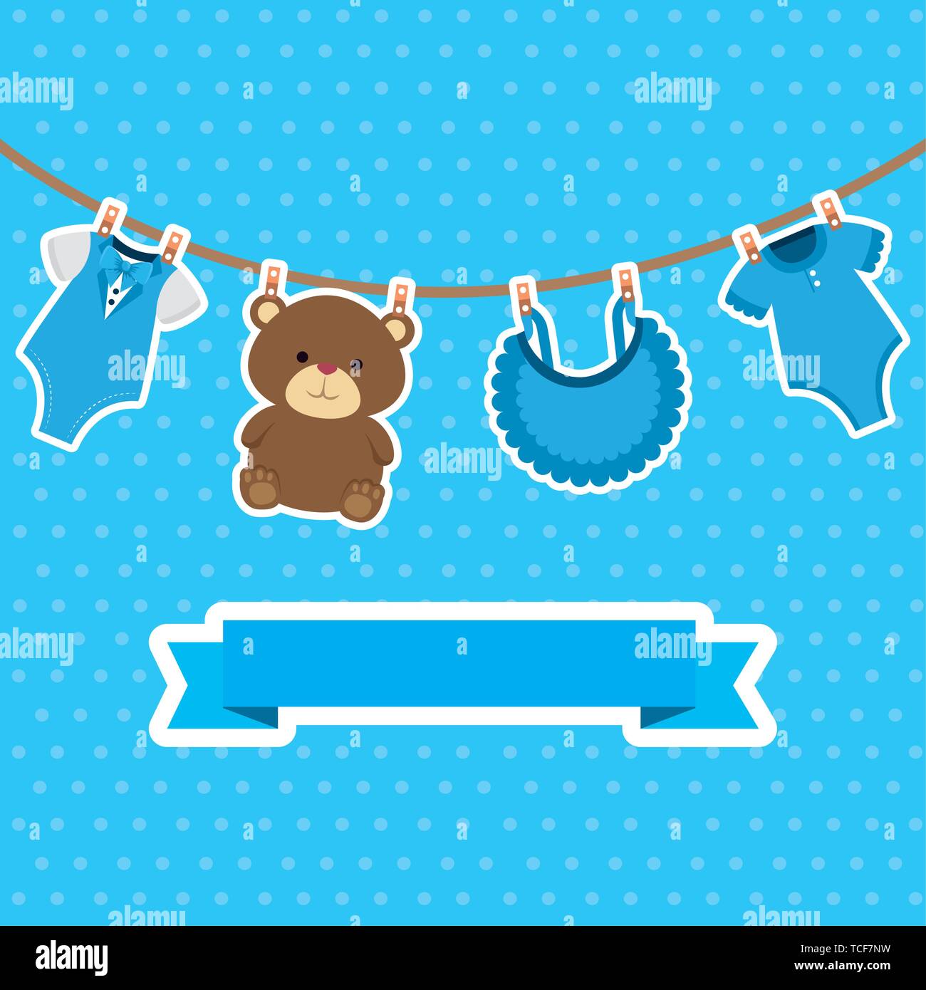 Mignon Bebe Garcon Carte Postale Objets Pendaison Image Vectorielle Stock Alamy