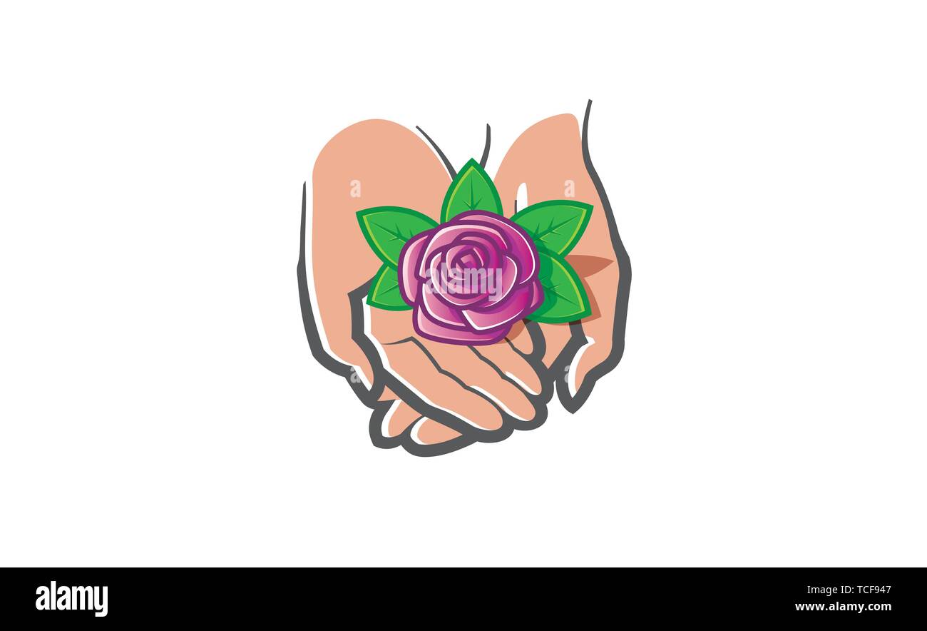 Les mains de la nature Logo Design Illustration Symbole Rose Illustration de Vecteur