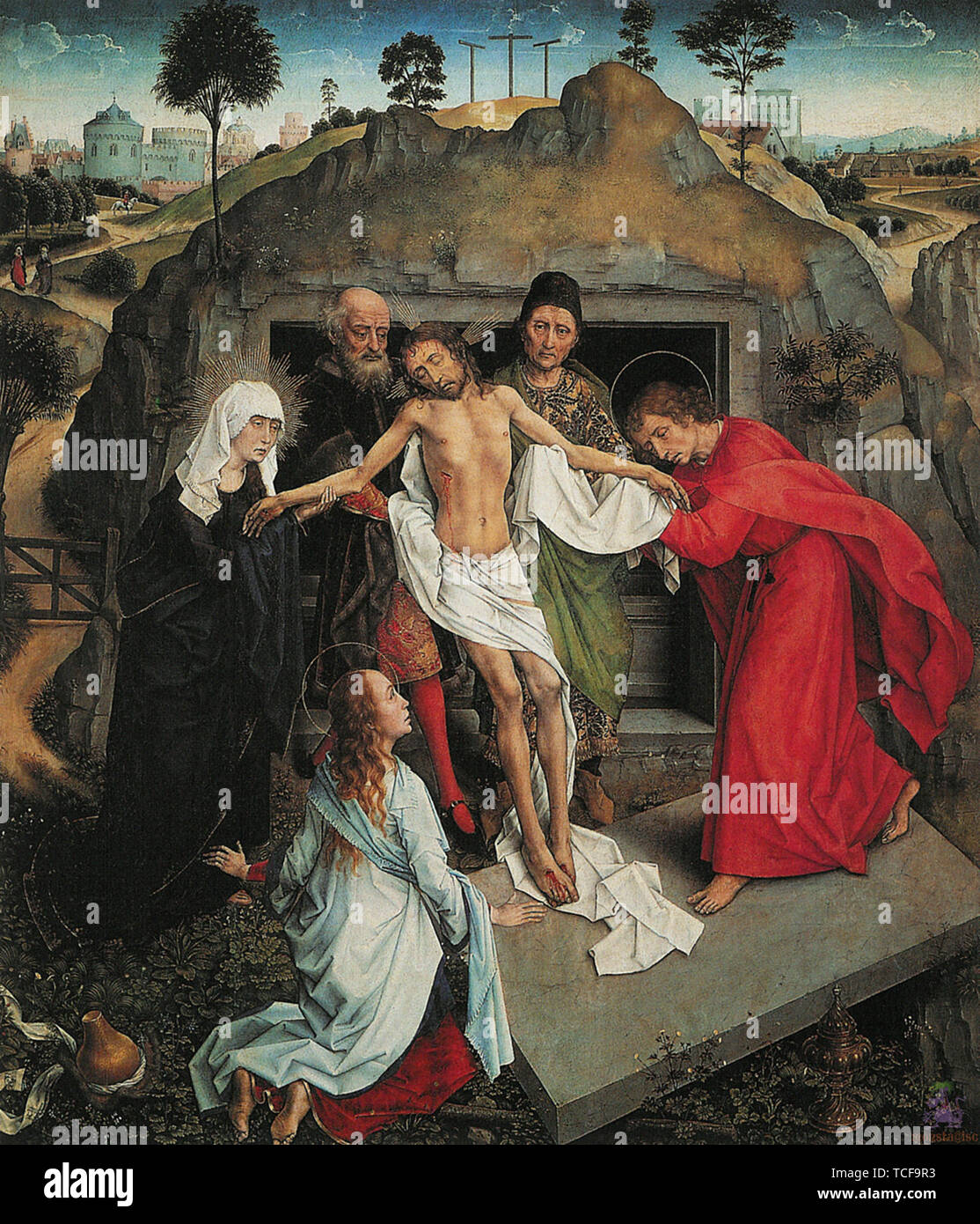 Andrea Mantegna - Lamentation sur le Christ mort 1450 Banque D'Images