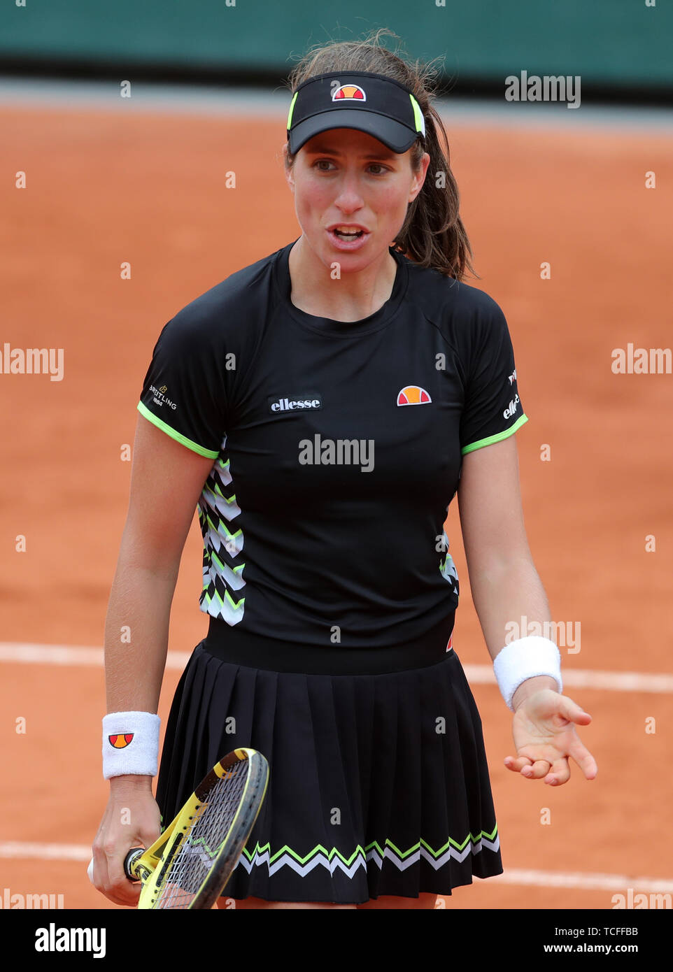 Johanna Konta pendant le demi-finale de l'Open de France à Roland Garros, Paris. Banque D'Images
