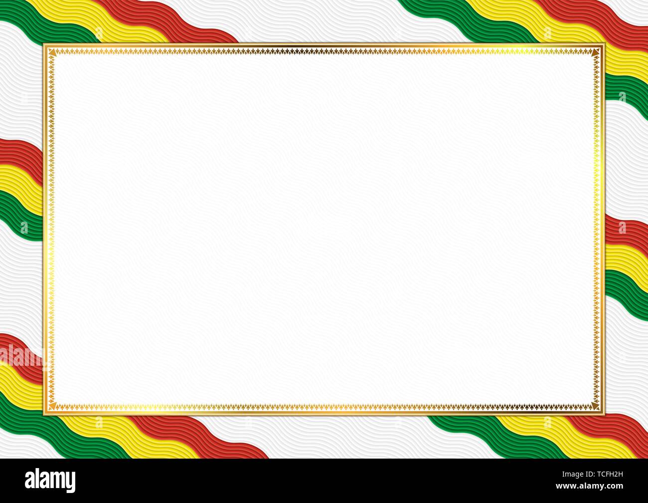 A la frontière avec la Bolivie couleurs nationales. Les éléments de modèle pour votre certificat et diplôme. Orientation horizontale. Vector Illustration de Vecteur