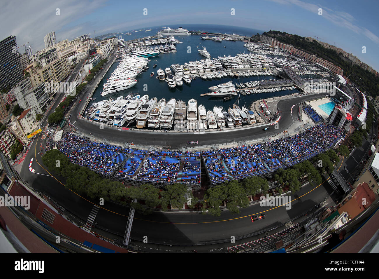Vue générale du port de Monaco pendant la deuxième pratique au Circuit de Monaco, Monaco Banque D'Images