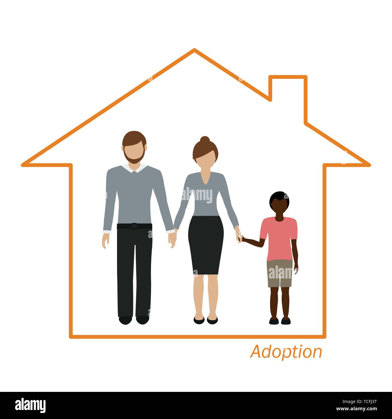 Adoption d'un garçon dans une famille africaine chambre vector illustration EPS10 Illustration de Vecteur