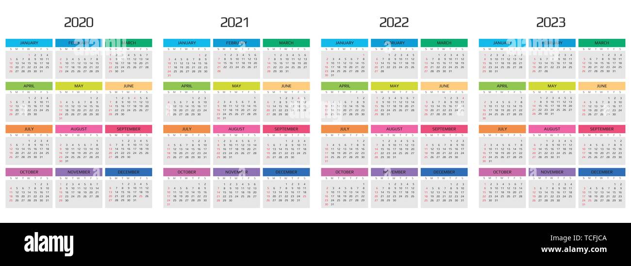 Calendrier Des événements 2023 Calendrier 2020, 2021, 2022, 2023 Modèle. 12 Mois. : Maison De L'événement.  Semaine Commence Le Dimanche Image Vectorielle Stock - Alamy