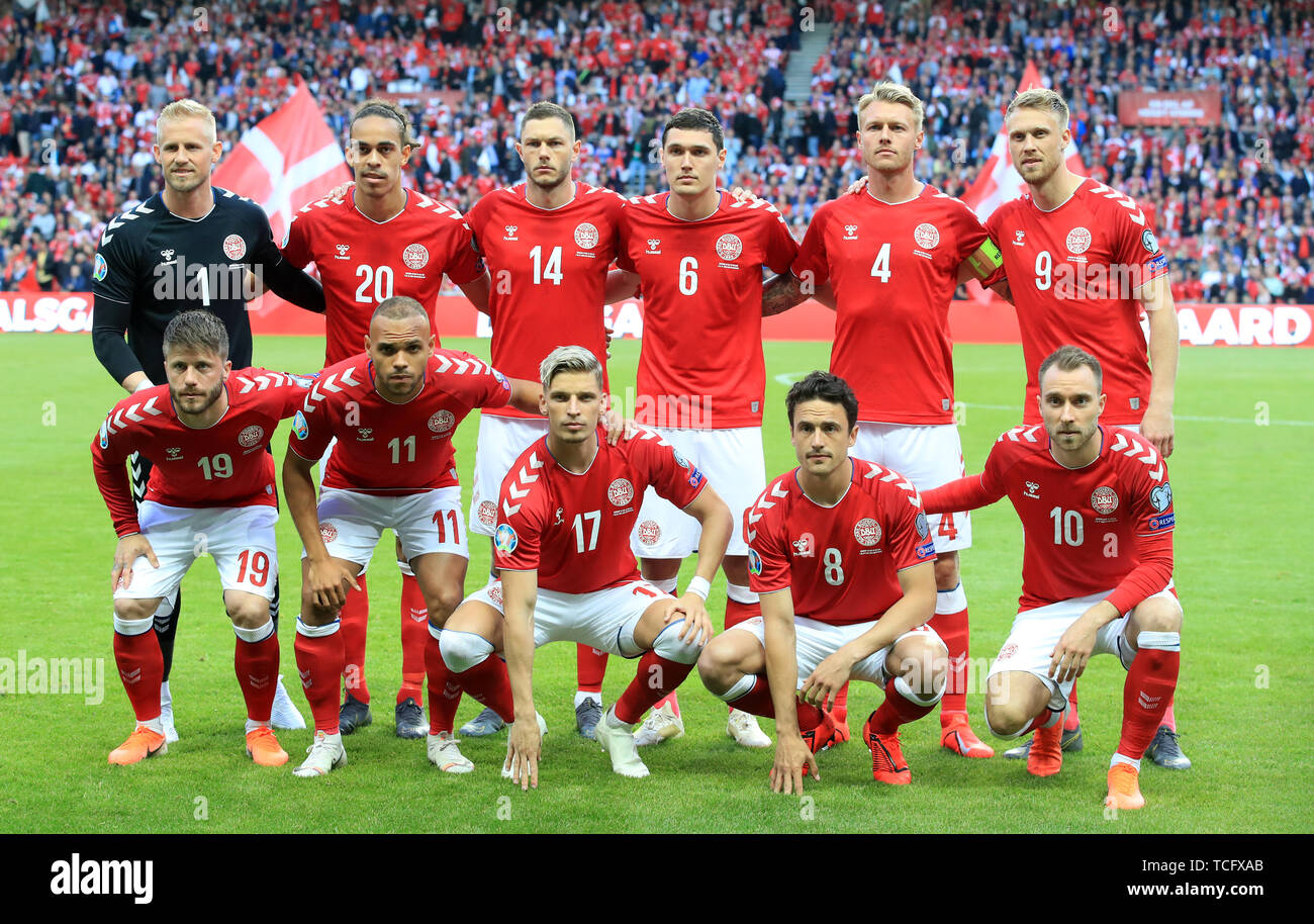 Le Danemark s'aligner avant l'UEFA Euro 2020 Groupe d match de qualification,  à Telia, Parken de Copenhague Photo Stock - Alamy