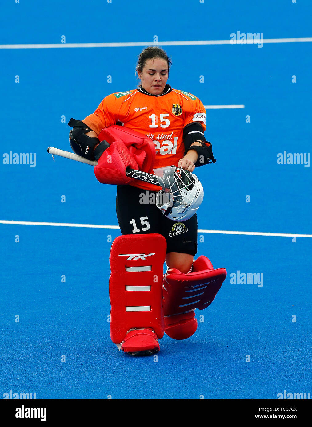 Londres, Royaume-Uni. 07Th Juin, 2019. Londres, Angleterre. 07 juin : Nathalie Kubalski d'Allemagne pendant FIH Pro League entre la Grande-Bretagne et l'Allemagne à Lee Valley Hockey et Tennis Center le 07 juin 2019 à Londres, en Angleterre. Action Crédit : Foto Sport/Alamy Live News Banque D'Images