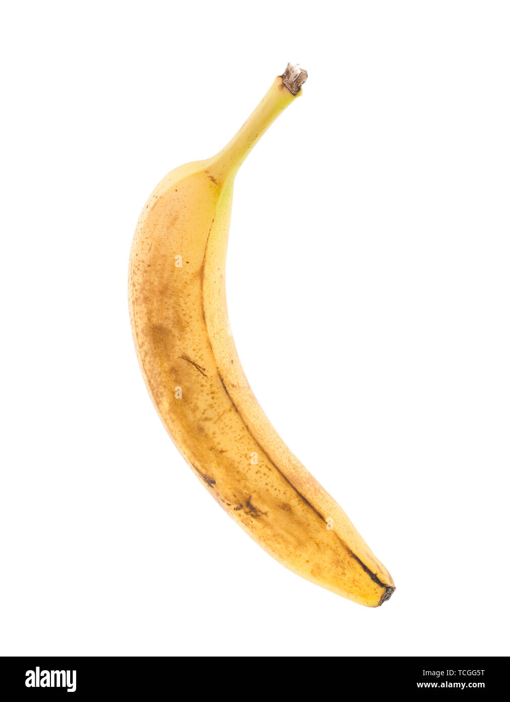 Mûrs isolés brun-jaune banane verte avec un fond blanc Banque D'Images