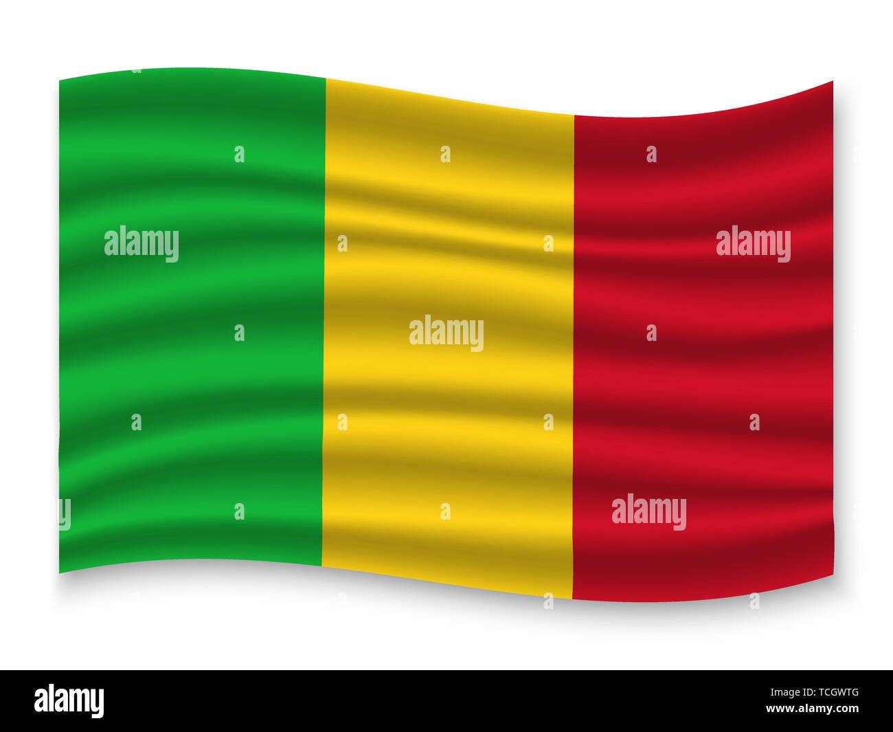 Waving Flag 3D du Mali . Modèle pour votre conception Illustration de Vecteur