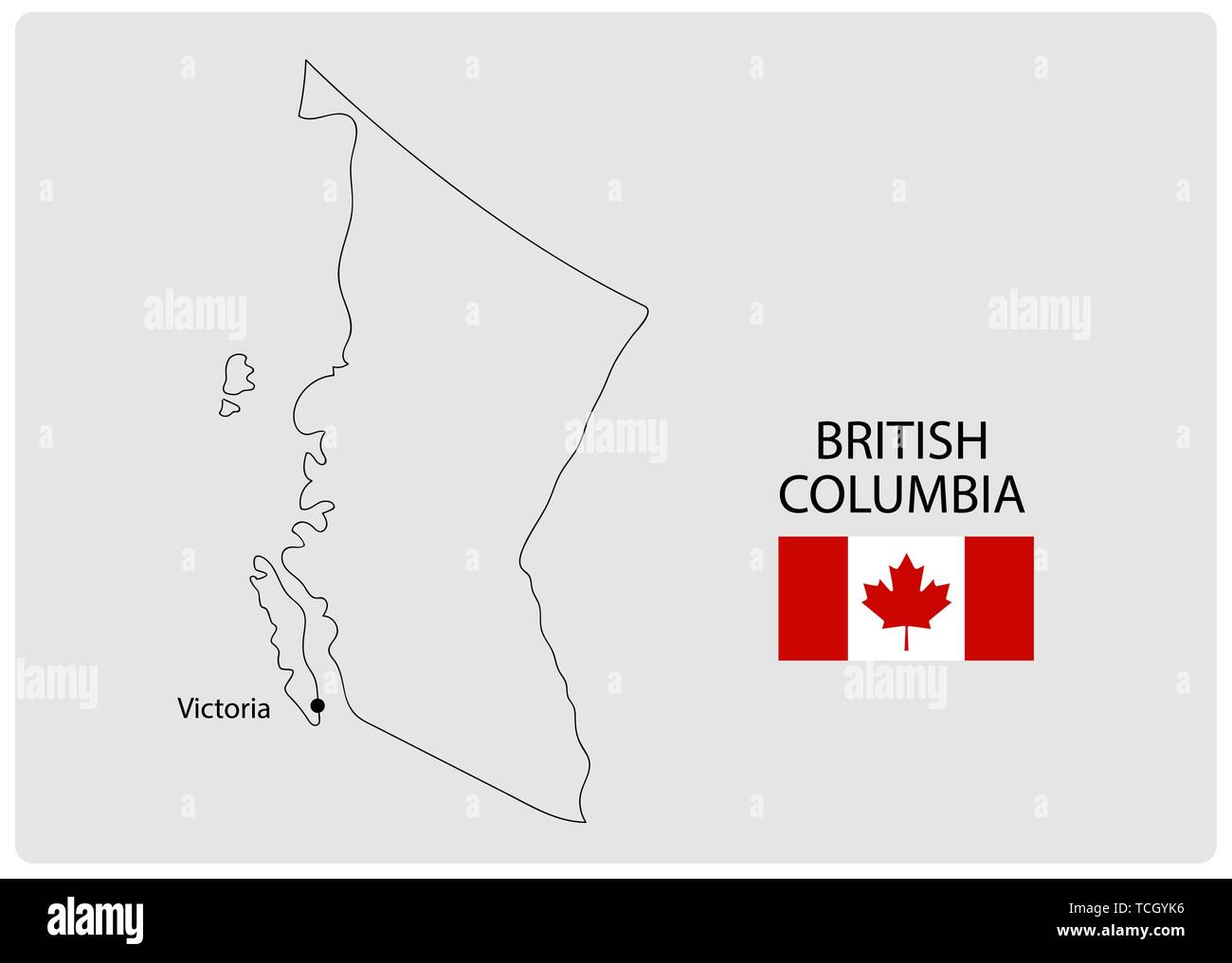 Vector Illustration of British Columbia Carte. Canada Province. Illustration de Vecteur