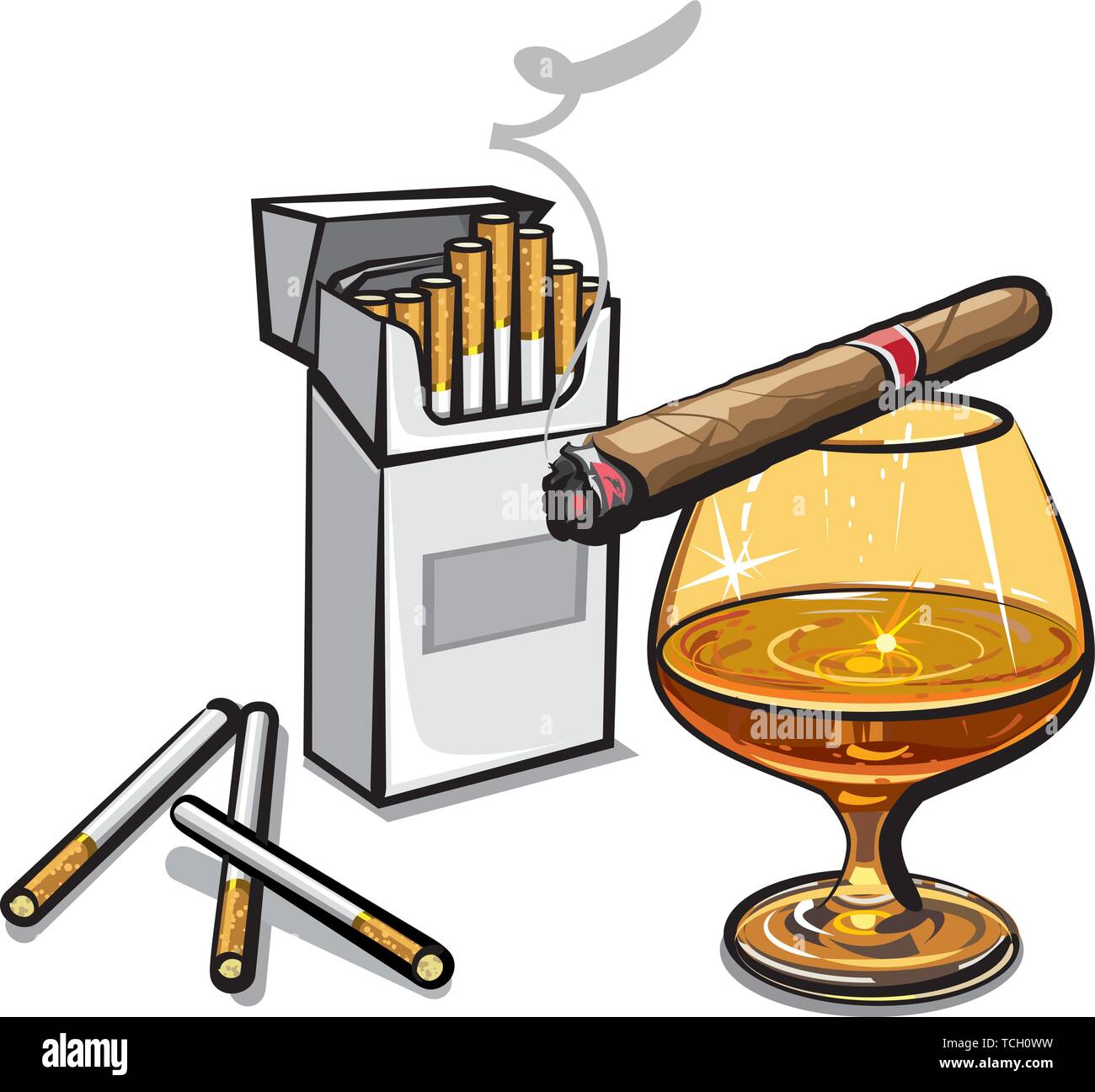 L'alcool et les cigarettes Image Vectorielle Stock - Alamy