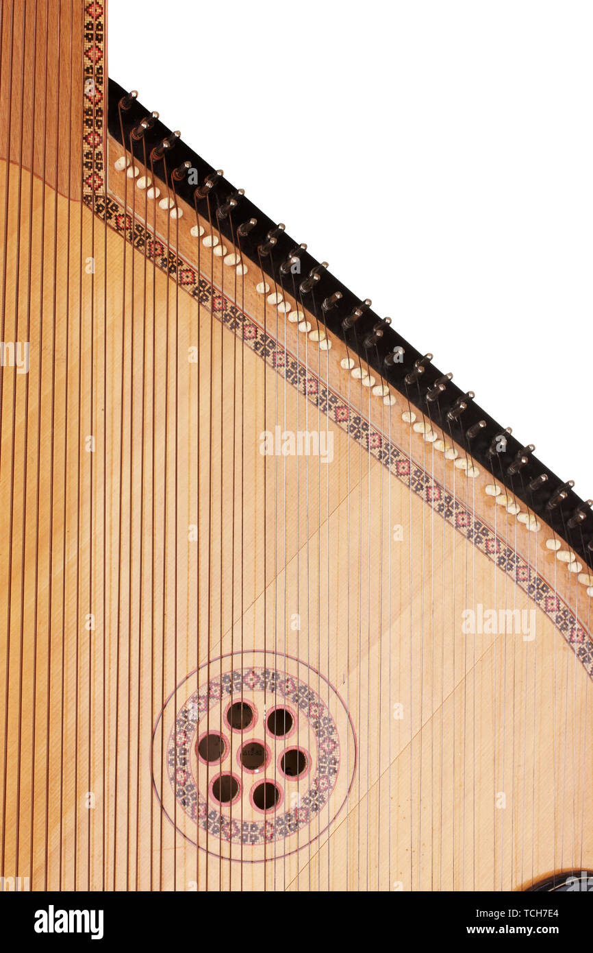 Bandura rétro- instrument de musique ukrainienne close up, isolated on white Banque D'Images