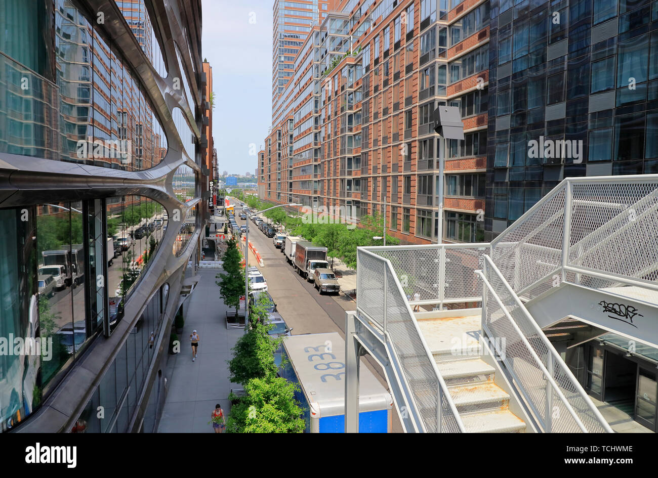 La 520 West 28th Street Building, un immeuble d'appartements de luxe conçu par Zaha Hadid à côté du parc High Line à Manhattan.New York City.USA Banque D'Images