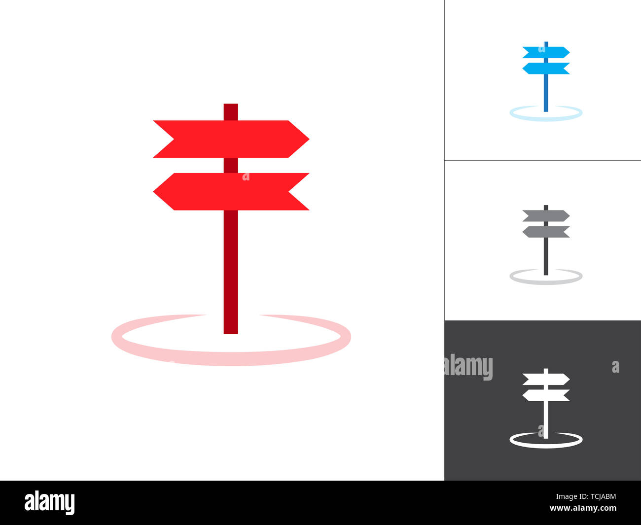 La signalisation routière isolée vierge Icône vecteur. Plaque de signalisation routière vecteur modèle pour l'orientation sur fond blanc. Banque D'Images