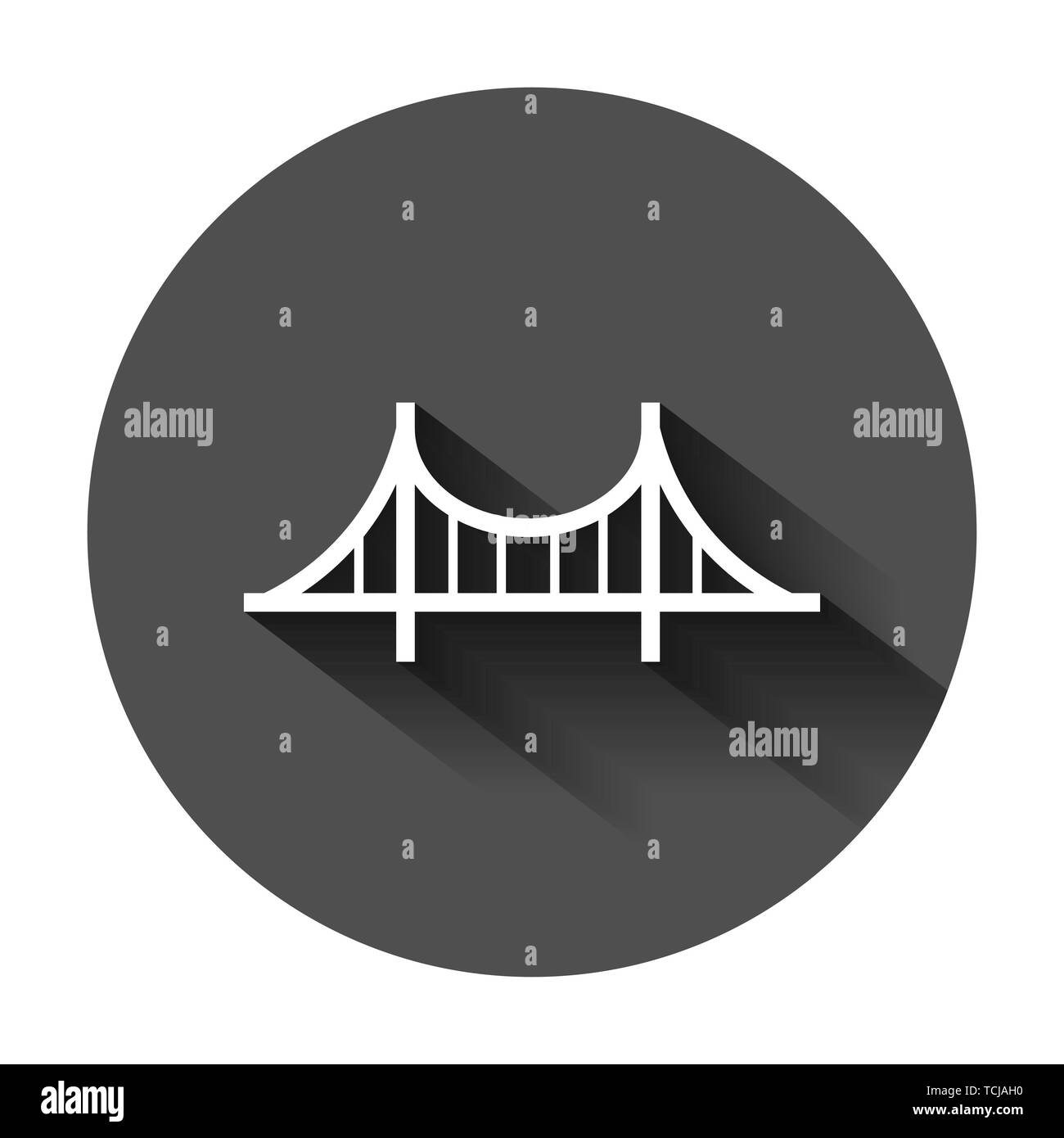 Icône de signe du pont en télévision style. Pont-levis vector illustration sur fond noir avec l'ombre. Road business concept. Illustration de Vecteur