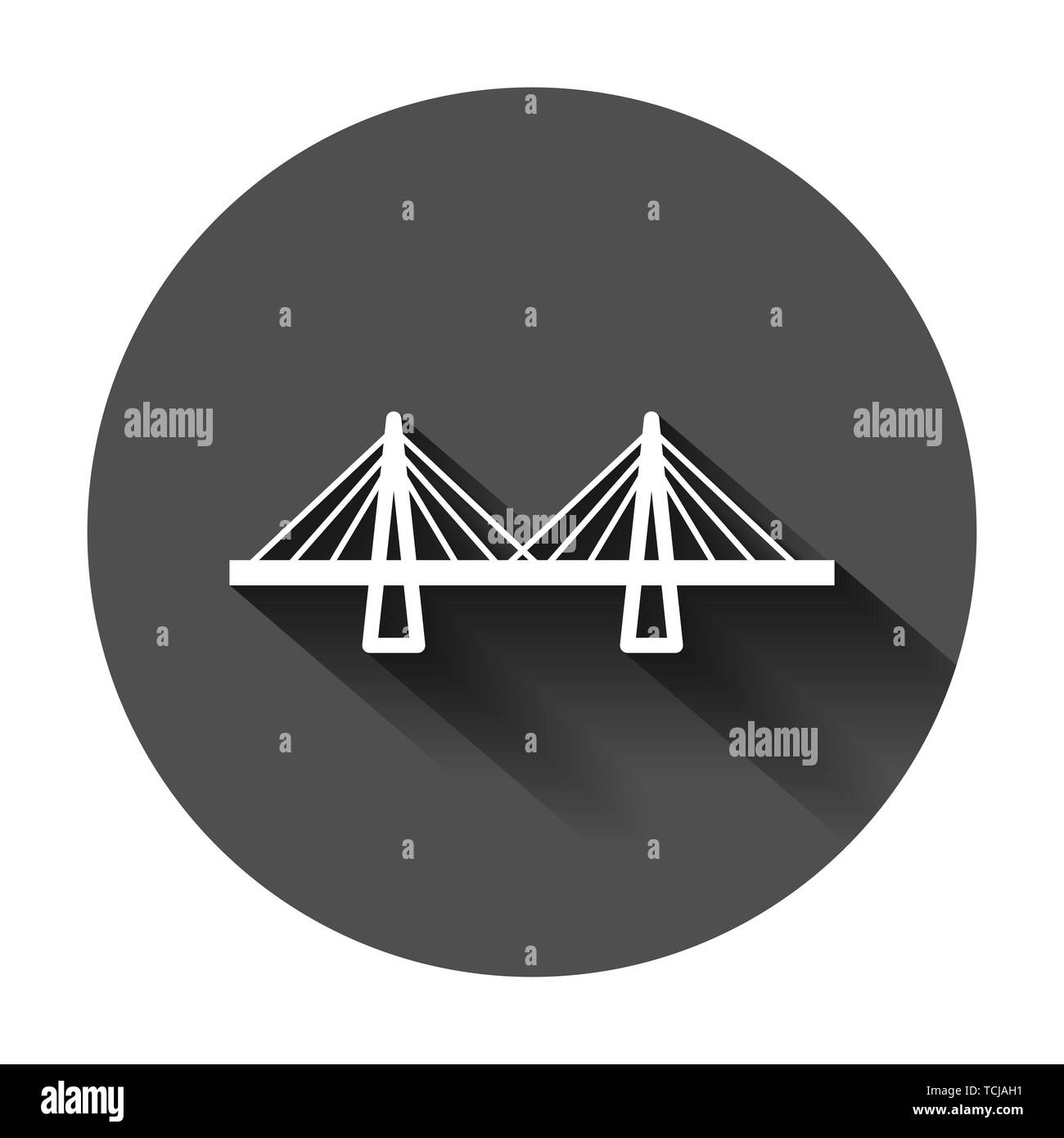 Icône de signe du pont en télévision style. Pont-levis vector illustration sur fond noir avec l'ombre. Road business concept. Illustration de Vecteur