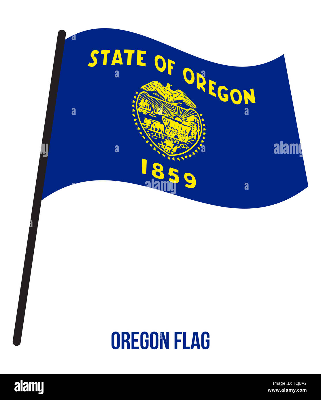 Oregon (États-Unis De brandir le drapeau de l'État) Vector Illustration sur fond blanc. Drapeau des États-Unis d'Amérique. Banque D'Images