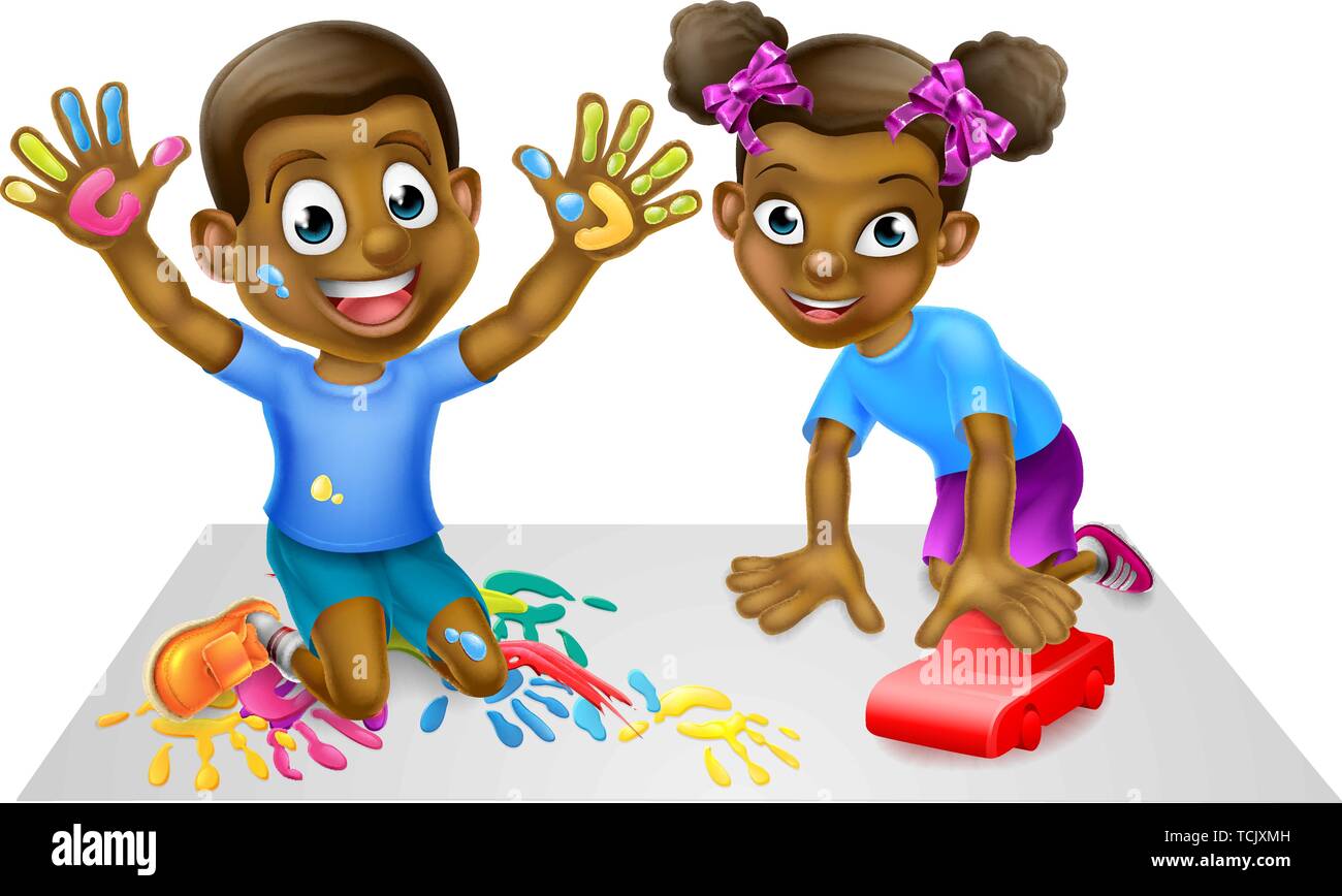 Deux enfants jouant Illustration de Vecteur