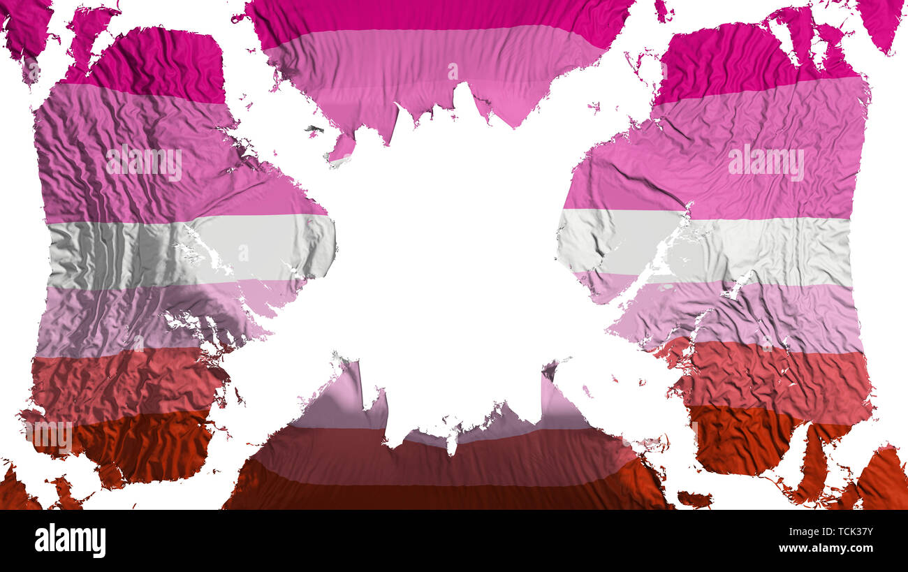 Fierté lesbienne drapeau déchiré voletant dans le vent Banque D'Images