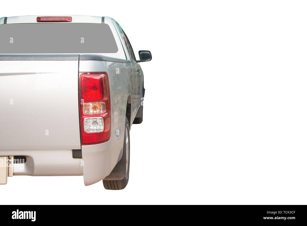 Retour voir silver pick up truck isolé sur fond blanc avec clipping path Banque D'Images