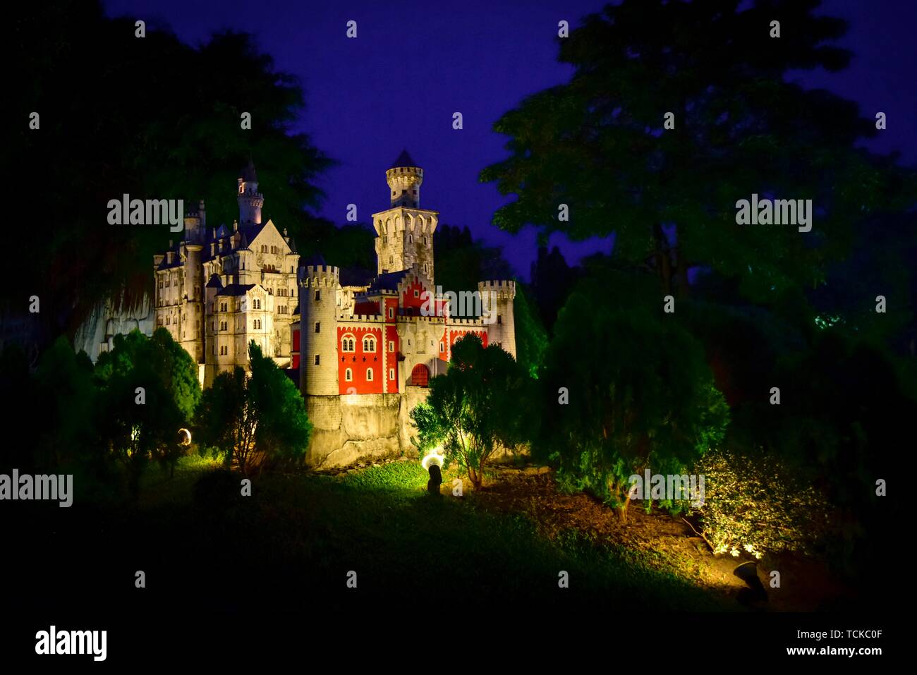 Le château de Neuschwanstein en Mini Siam Pattaya, Thaïlande Banque D'Images
