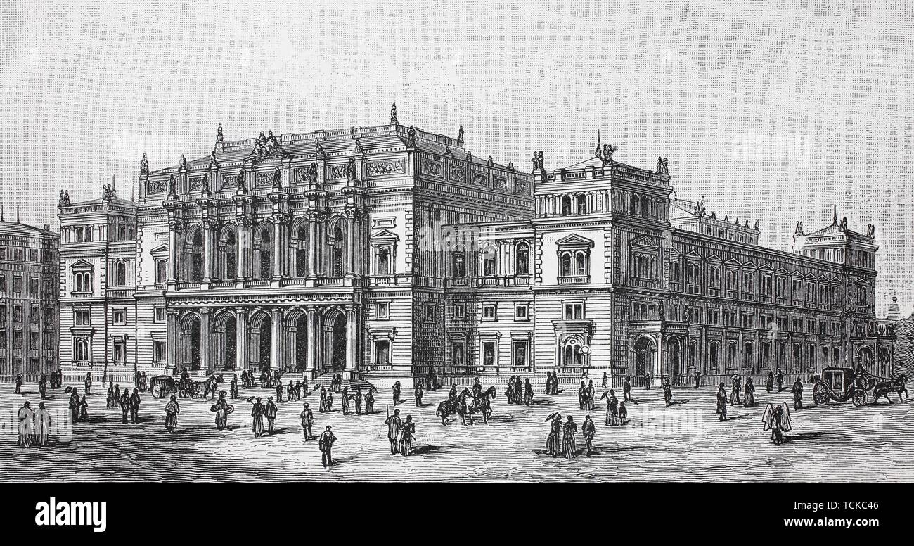 La bourse de Vienne, 1880, gravure sur bois historique, Autriche Banque D'Images