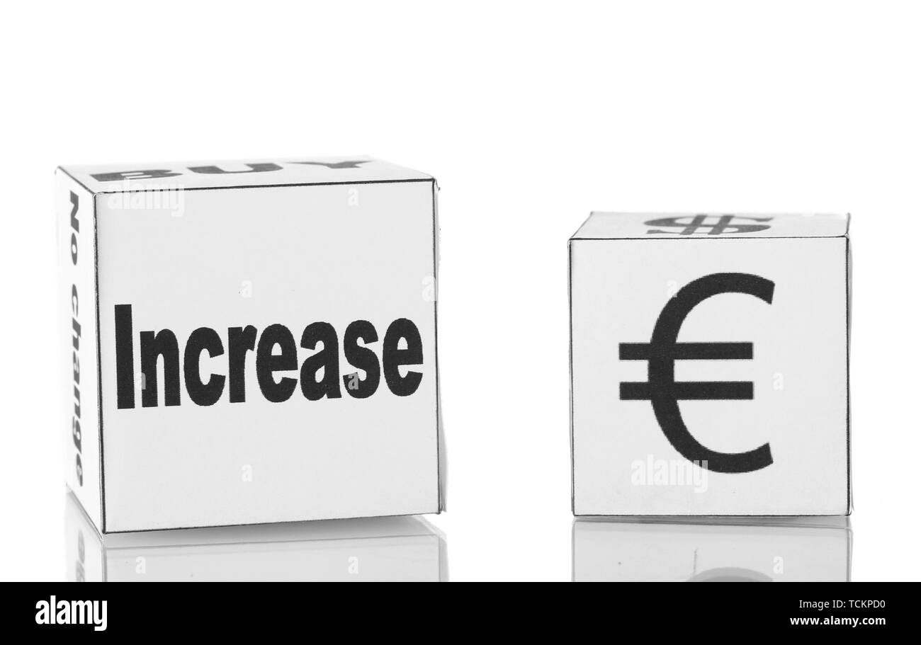 Forex. devise dans le dés blancs sur fond blanc Banque D'Images