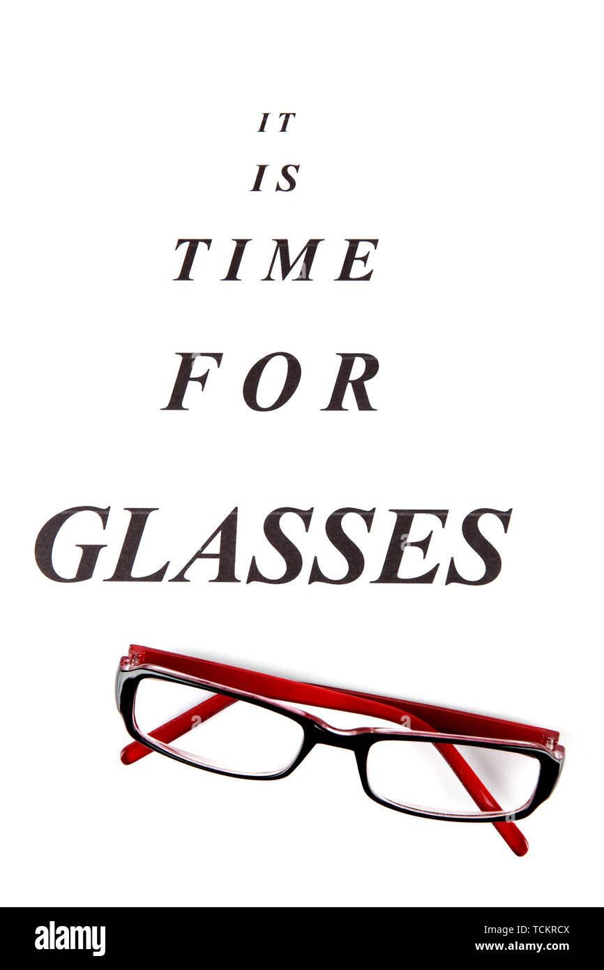 La vue graphique de test avec des lunettes close-up Banque D'Images