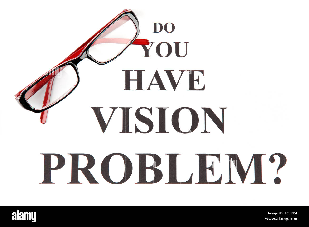 La vue graphique de test avec des lunettes close-up Banque D'Images