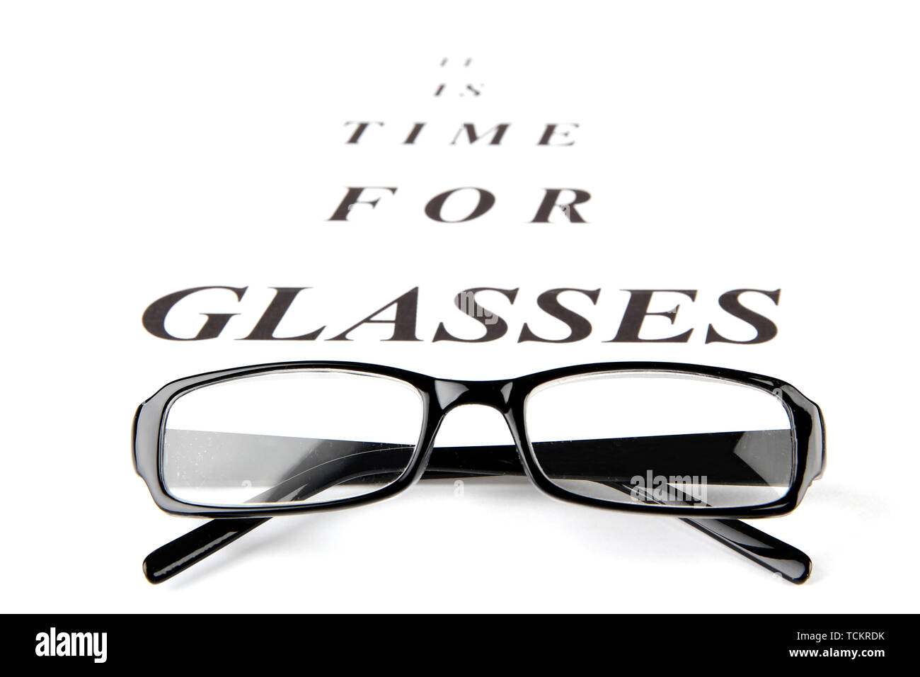 La vue graphique de test avec des lunettes close-up Banque D'Images