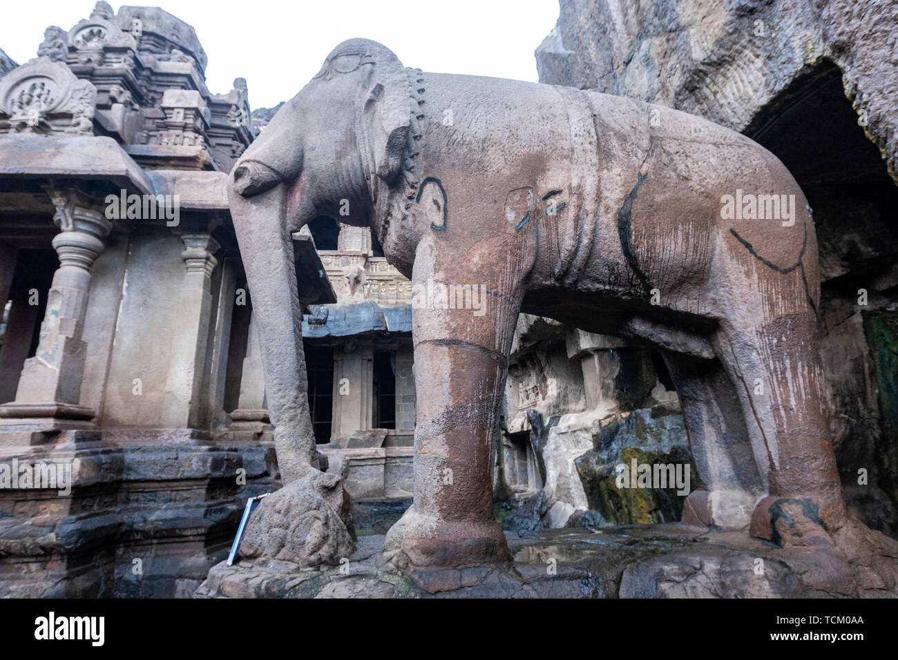 Chotta Kailasha : Cave 30, les grottes d'Ellora, rock-cut temple-monastère, Aurangabad grottes du Maharashtra, en Inde. Banque D'Images