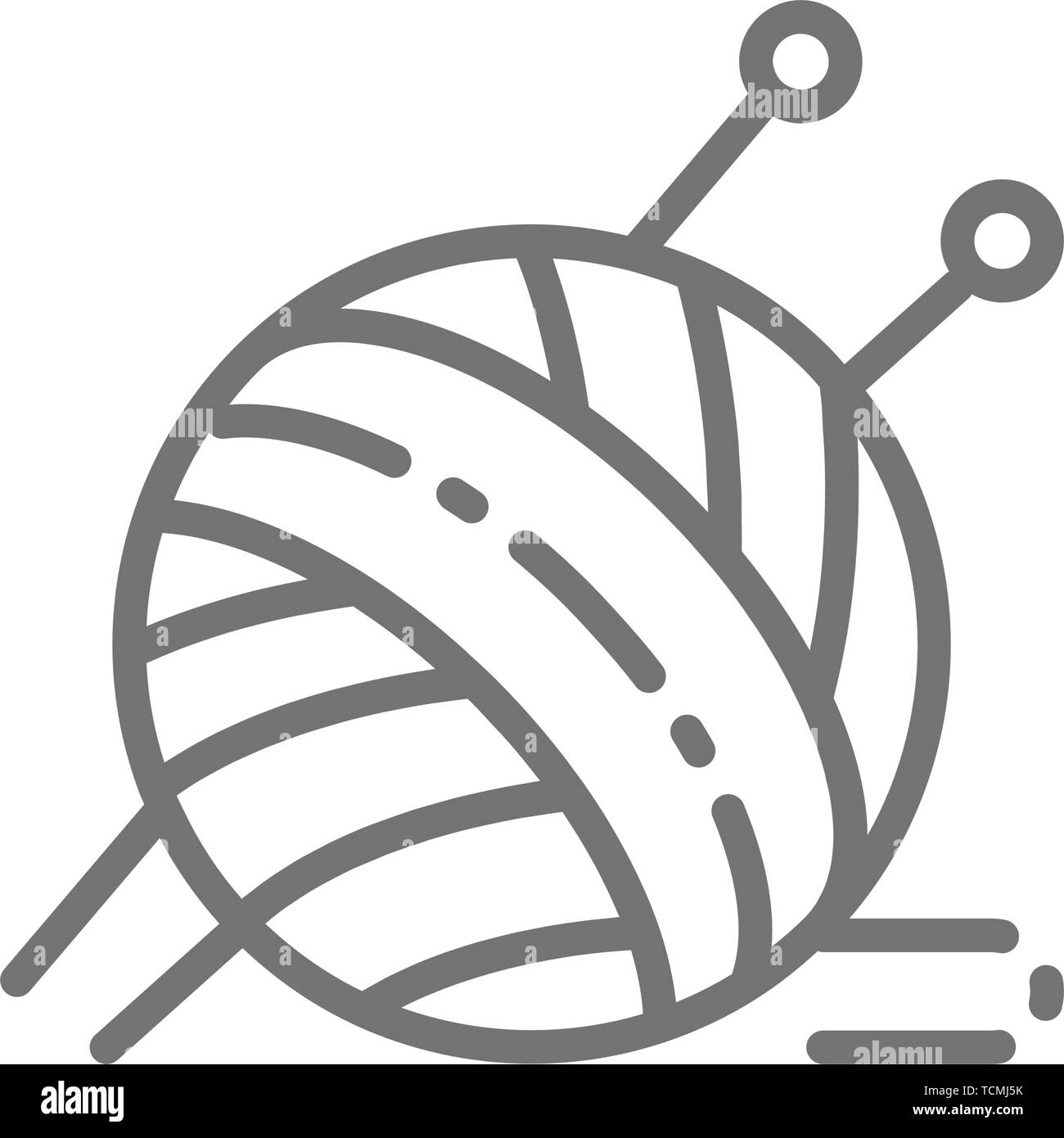 Fils à tricoter boule avec l'icône de la ligne. Illustration de Vecteur