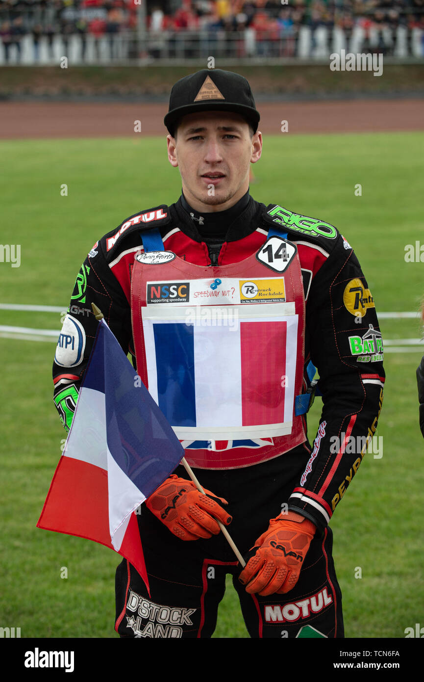 Glasgow, Ecosse, Royaume-Uni. Le 08 juin, 2019. Dimitri BergŽ - France au cours de la FIM Speedway Grand Prix du Championnat du Monde - tour de qualification 1 à l'Ashfield Peugeot Stadium, Glasgow le samedi 8 juin 2019. (Crédit : Ian Charles | MI News) Credit : MI News & Sport /Alamy Live News Banque D'Images