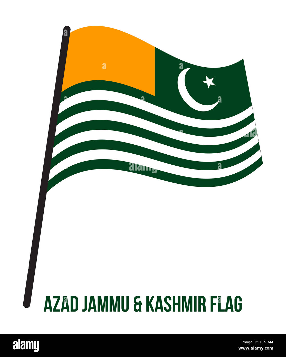 L'Azad Jammu-et-Cachemire Drapeaux Vector Illustration sur fond blanc. Territoire du Pakistan Banque D'Images