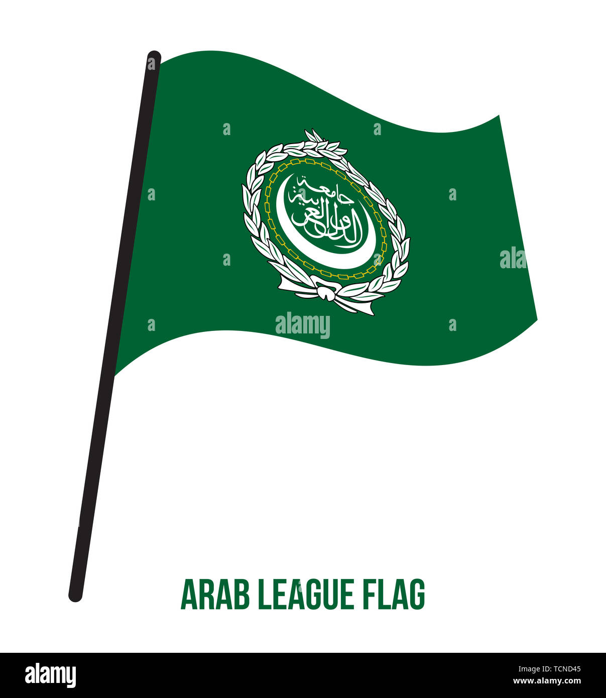 De brandir le drapeau de la Ligue arabe Vector Illustration sur fond blanc. Drapeau de la communauté arabe. Banque D'Images