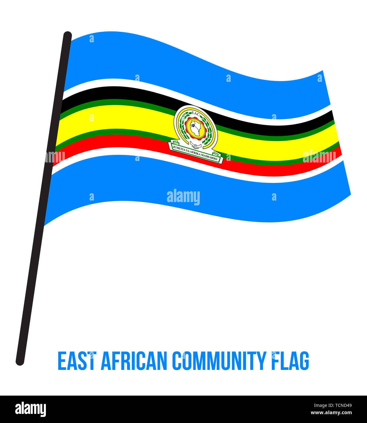 Communauté de l'Afrique de l'illustration vectorielle, de brandir le drapeau sur fond blanc. Banque D'Images