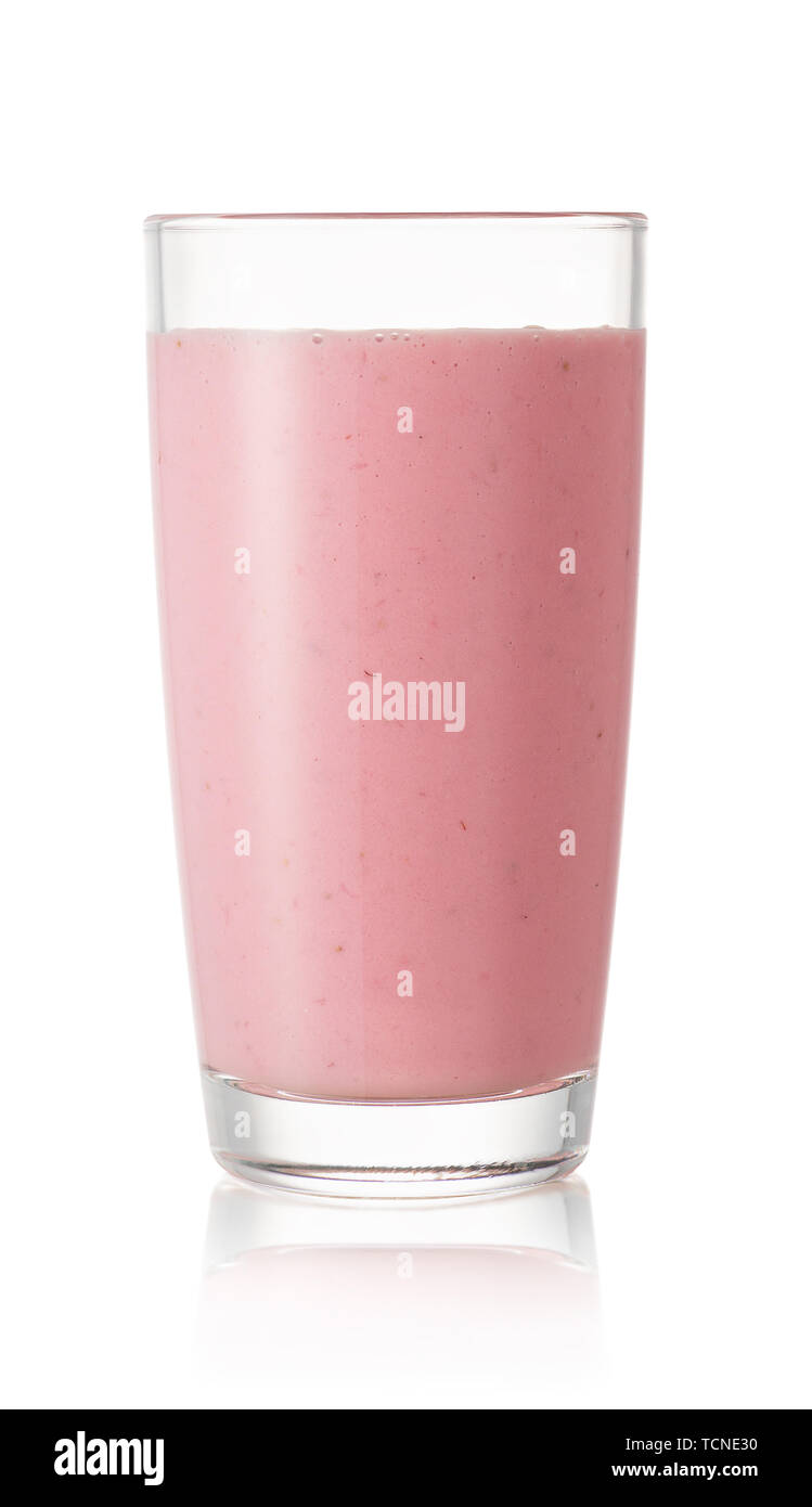 Smoothie aux fraises dans du verre Banque D'Images