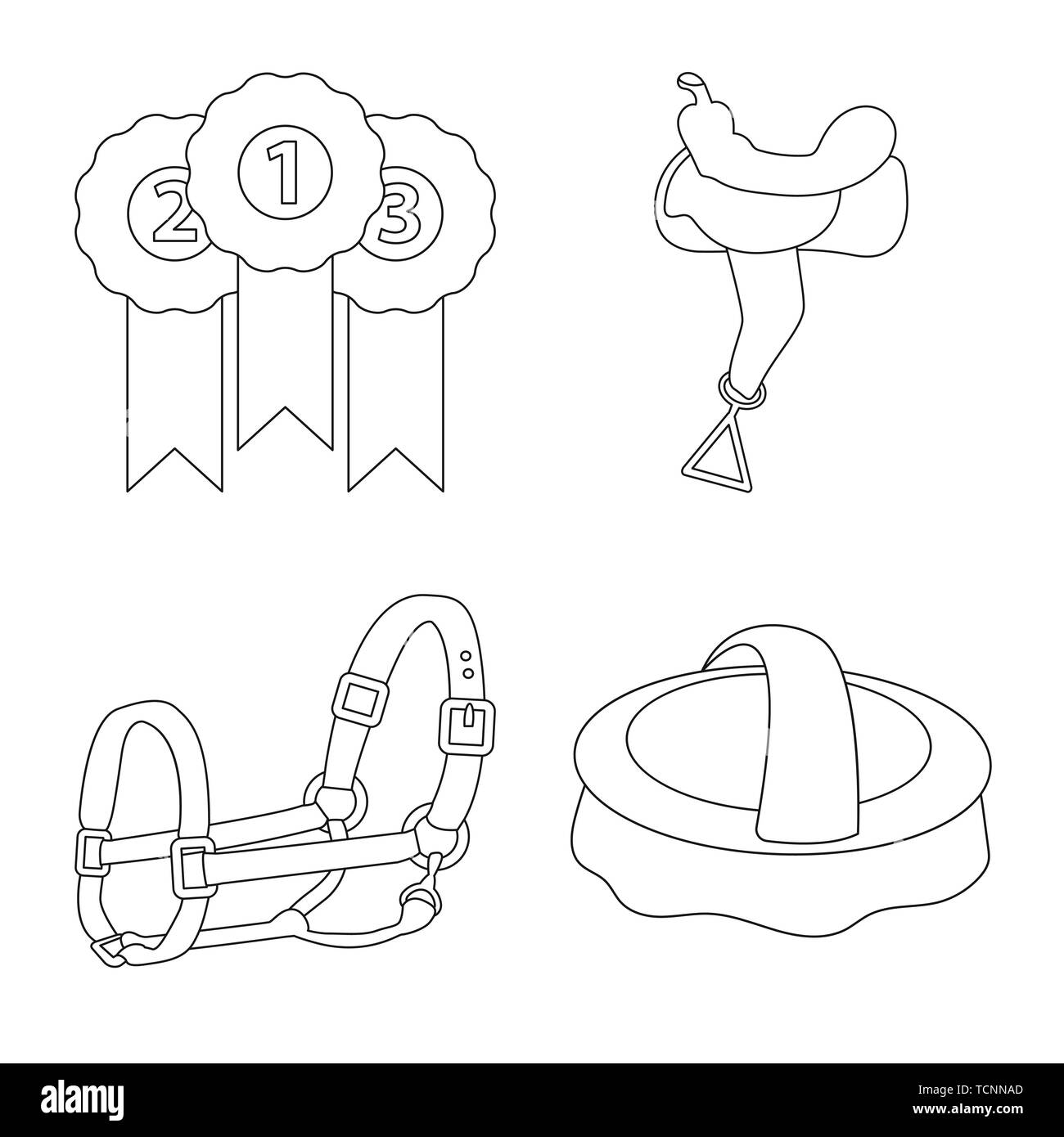 Objet isolé de l'icône et équestres. Collection de l'cheval et symbole de l'action pour le web. Illustration de Vecteur