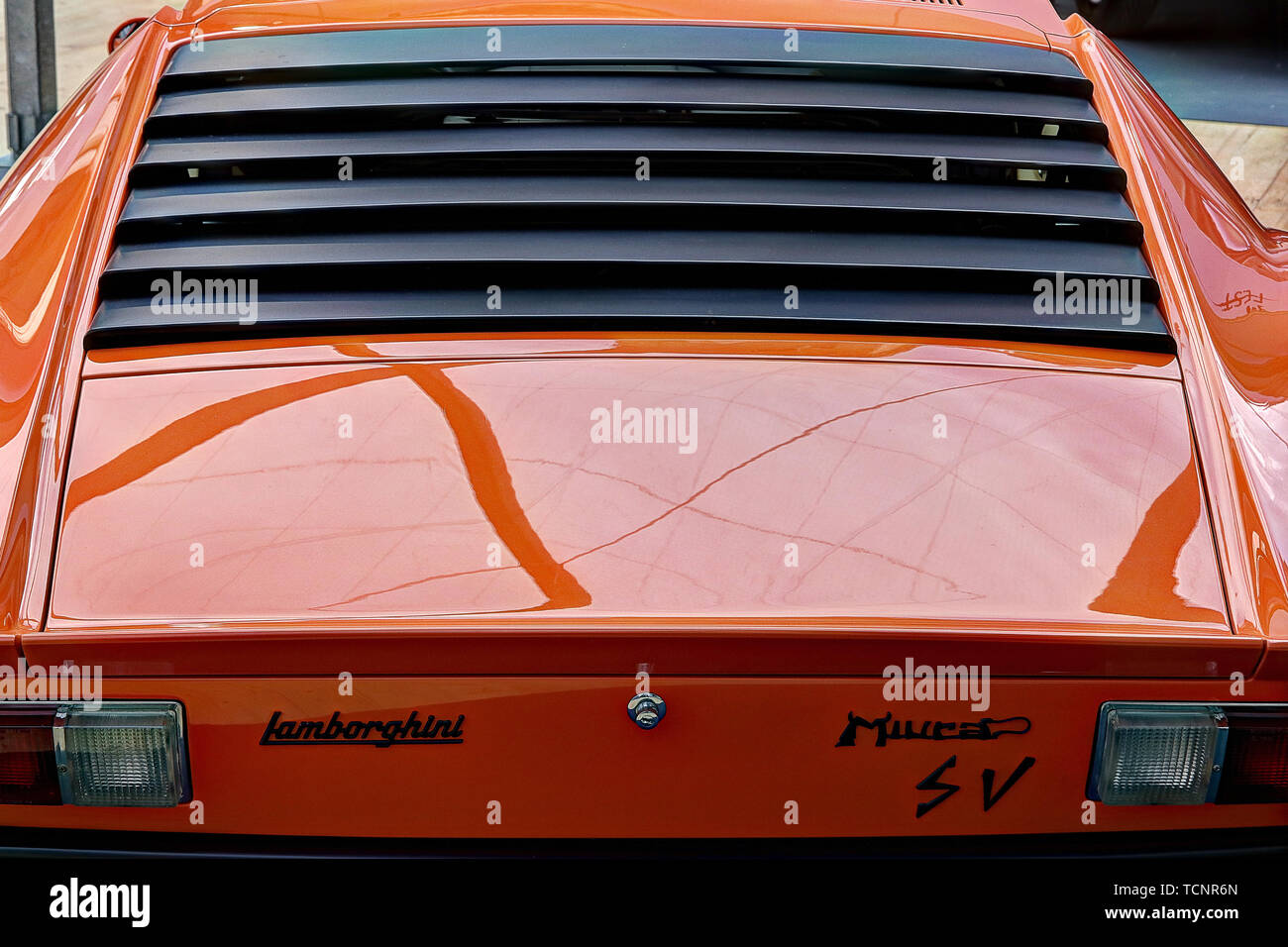 MODENA, ITALIE, le 16 mai 2019 - Motor Valley Fest exposition, Lamborghini Miura Conception détaillée Banque D'Images