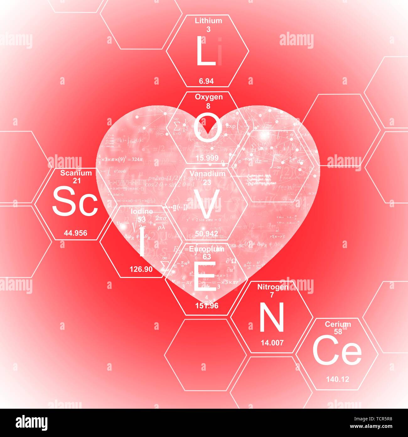 Éléments chimiques l'amour et de la science, de l'illustration Banque D'Images