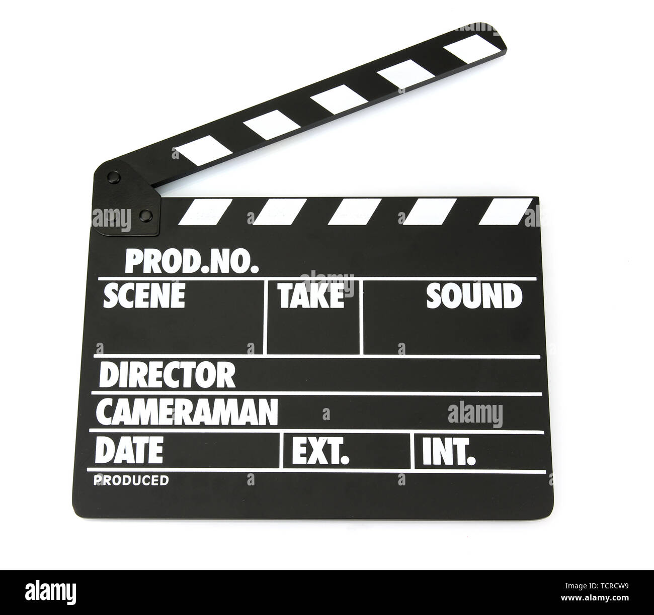 La production de film clapper board isolated on white Banque D'Images