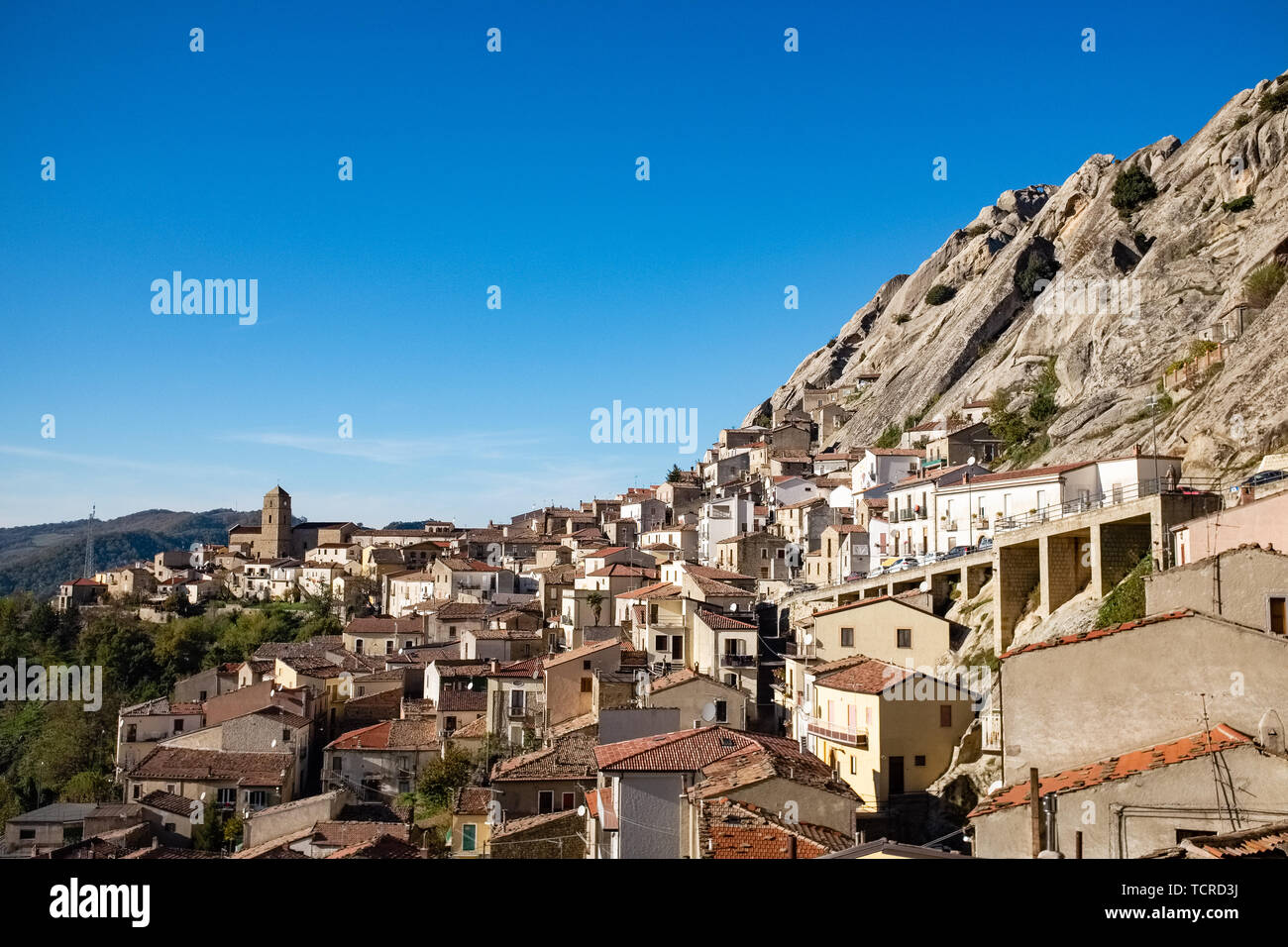 Ancien village de Pietrapertosa. Dolomites de la Basilicate montagnes Dolomiti Lucane. Région Basilicate, Italie Banque D'Images