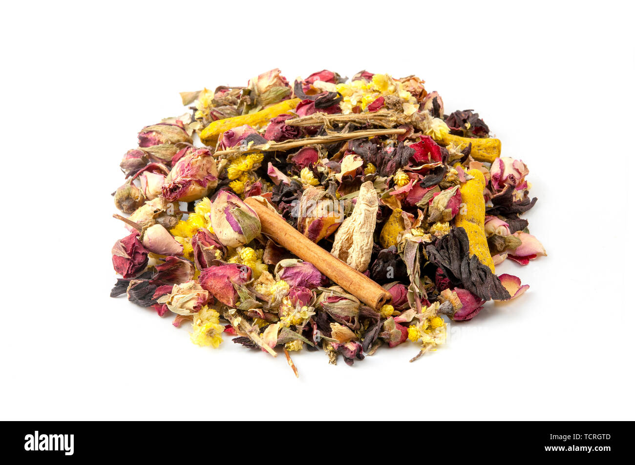 Sultan turc herbal tea mix sur fond blanc Banque D'Images