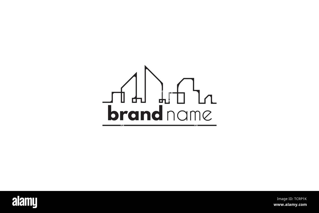 City Line Black Abstract vector logo design Illustration de Vecteur