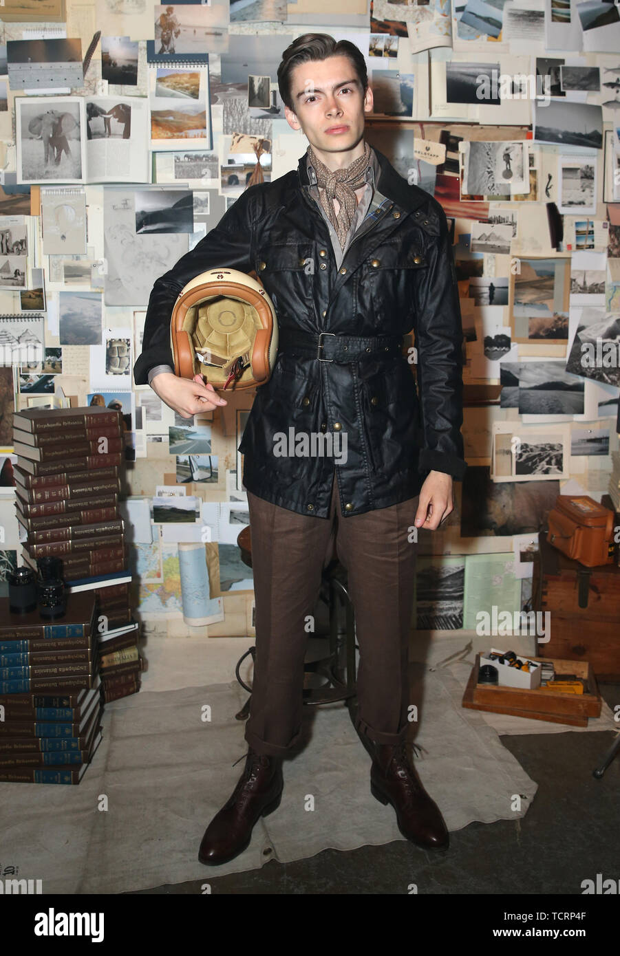 Mathias Le Fevre assistant à la présentation de la collection Belstaff lors de la London Fashion Week SS20 pour hommes à Hoxton, Docks de Londres. PRESS ASSOCIATION. Photo date : dimanche 9 juin 2019. Crédit photo doit se lire : Isabel Infantes/PA Wire Banque D'Images