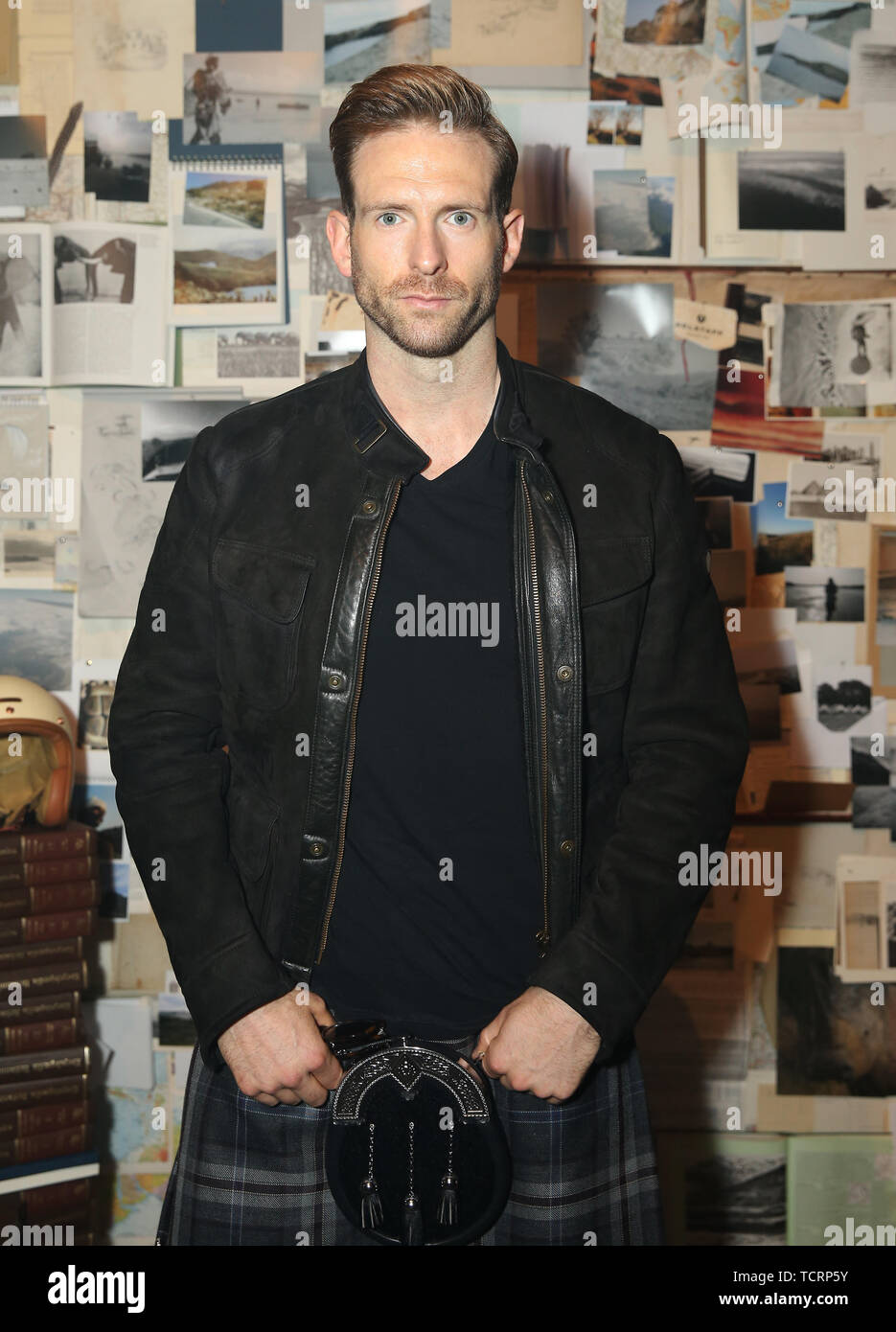 Craig McGinlay assistant à la présentation de la collection Belstaff lors de la London Fashion Week SS20 pour hommes à Hoxton, Docks de Londres. PRESS ASSOCIATION. Photo date : dimanche 9 juin 2019. Crédit photo doit se lire : Isabel Infantes/PA Wire Banque D'Images