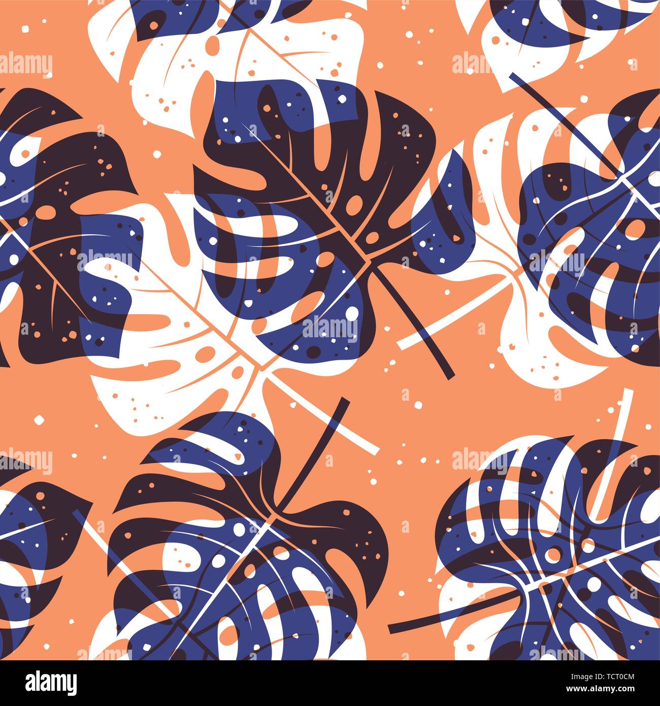 Modèle sans couture avec feuilles tropicales et grunge texture. Floral background, fond d'exotiques colorées, vecteurs Illustration de Vecteur