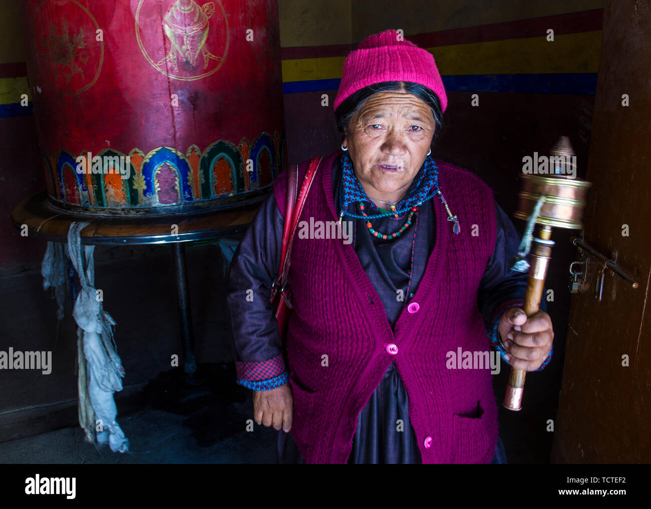 Portraite de femme ladakhis pendant le Festival à Leh Ladakh Inde Banque D'Images