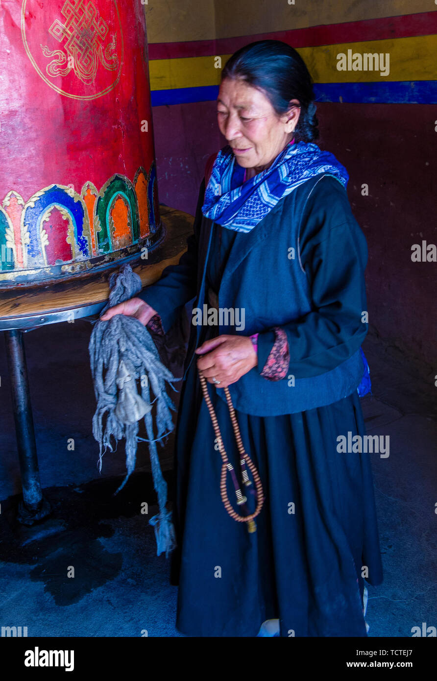 Portraite de femme ladakhis pendant le Festival à Leh Ladakh Inde Banque D'Images